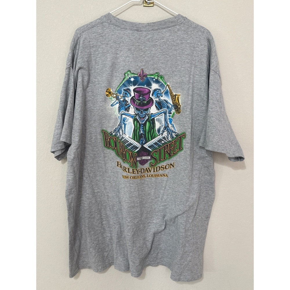 Harley Davidson‎ T-Shirt Mens 2XL Gray Bourbon Street New Orleans Pocket Tee